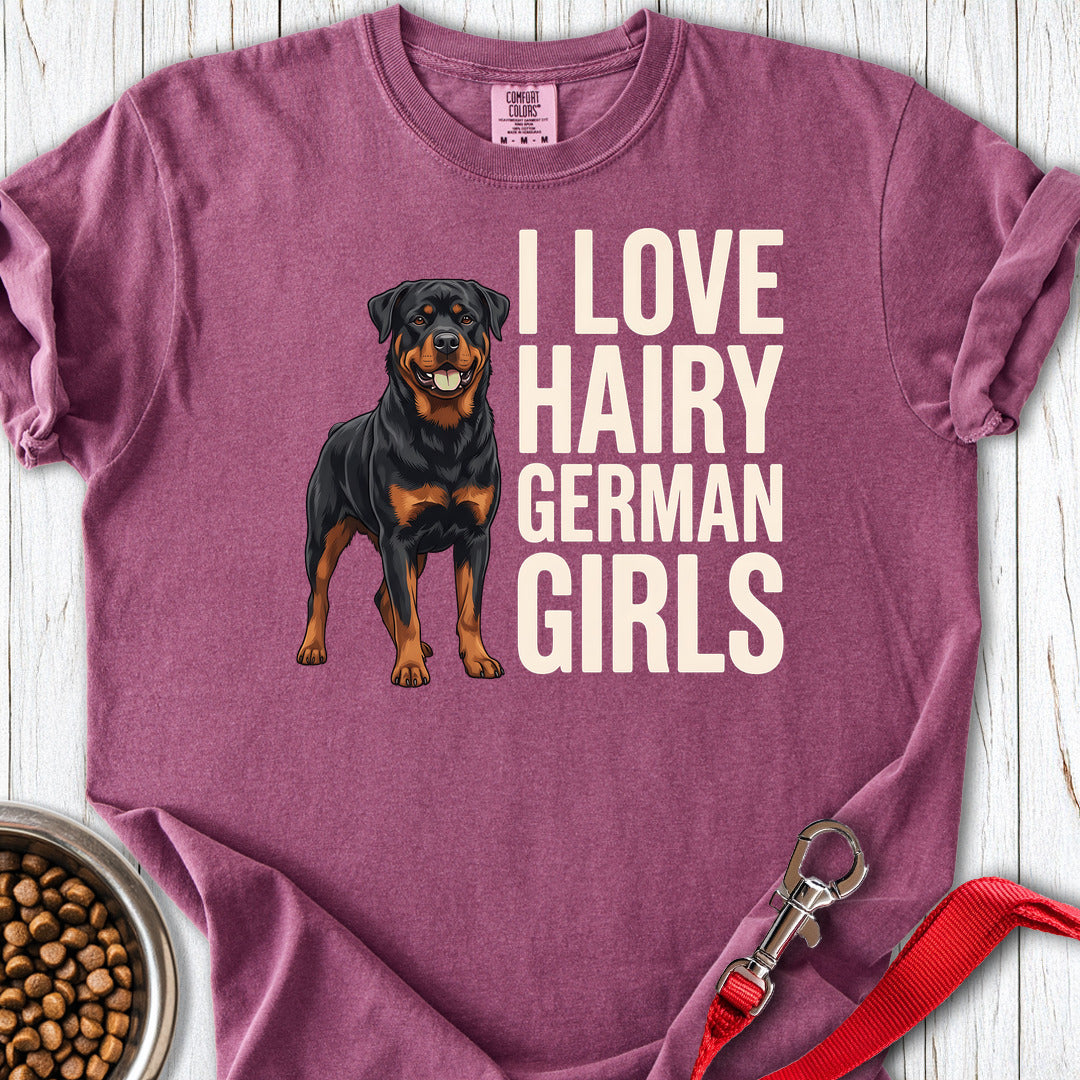 Rottweiler Hairy Girls Premium Tee — Berry