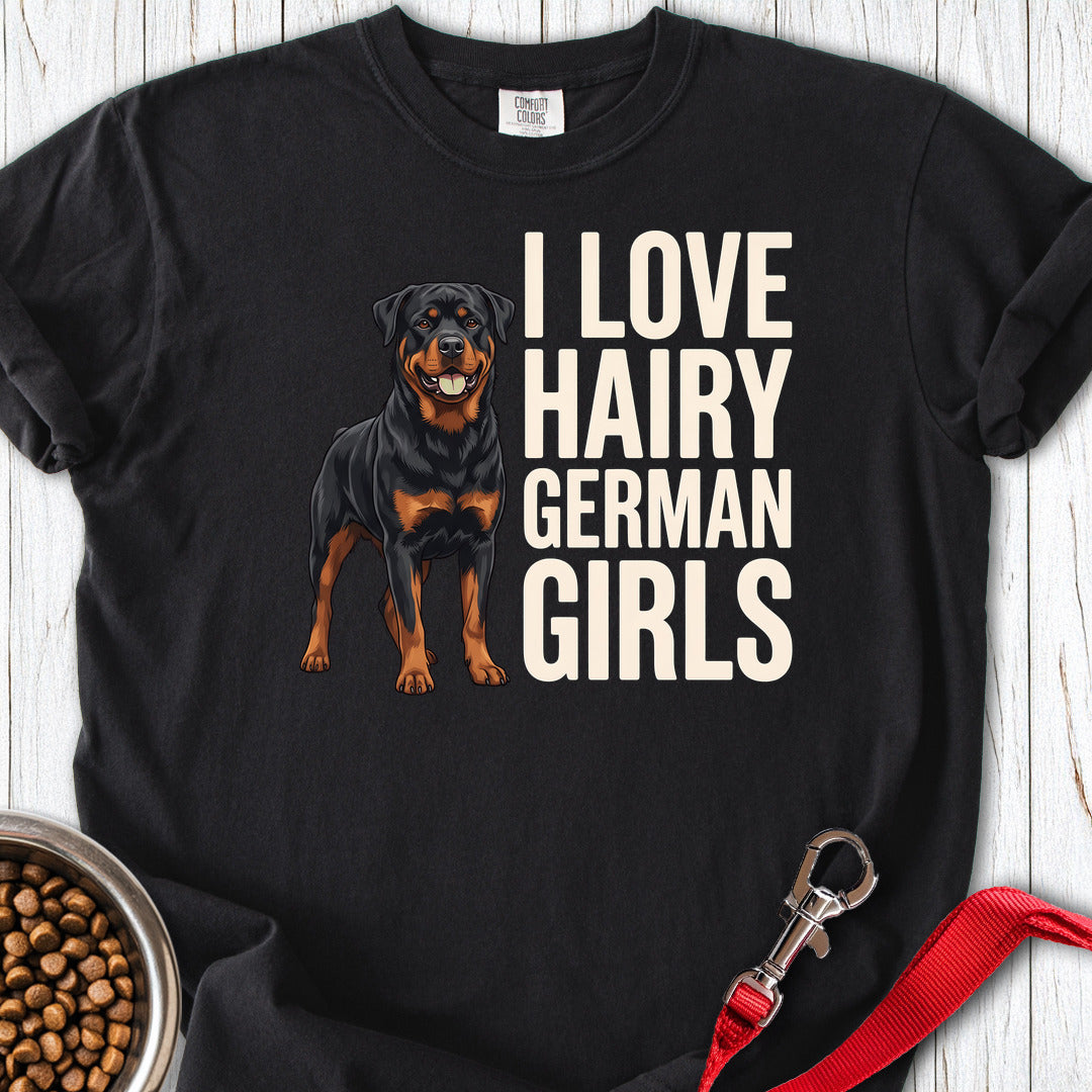 Rottweiler Hairy Girls Premium Tee — Black