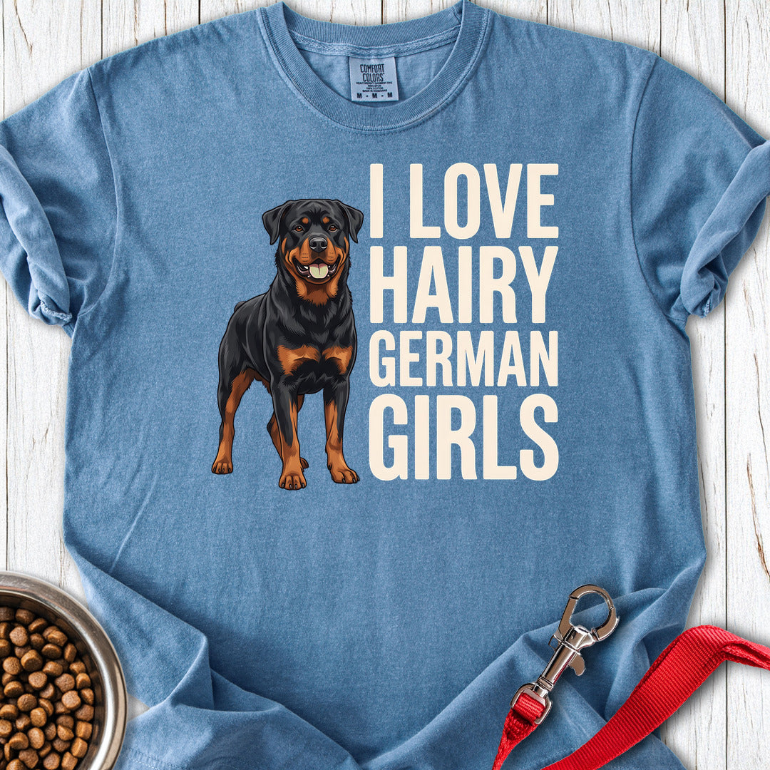 Rottweiler Hairy Girls Premium Tee — Blue Jean