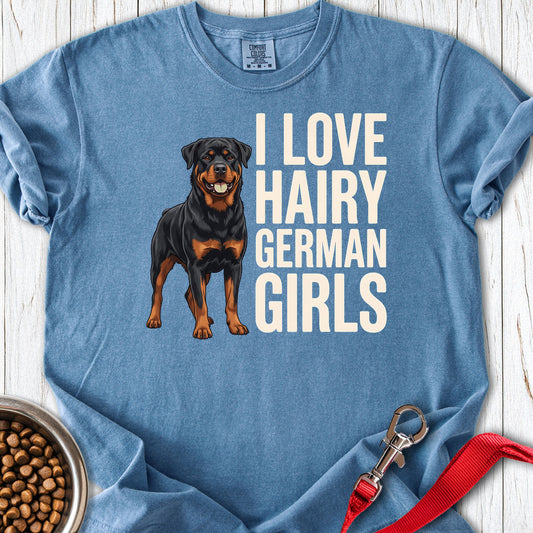 Rottweiler Hairy Girls Premium Tee Blue Jean