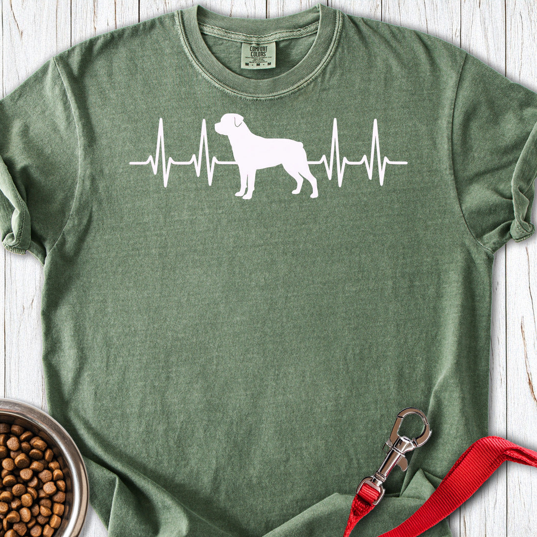 Rottweiler Heartbeat Premium Tee — Moss