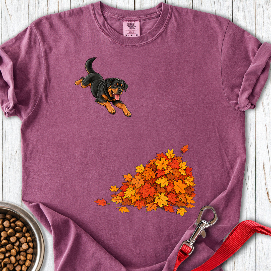 Rottweiler Leaf Pile Premium Tee — Berry