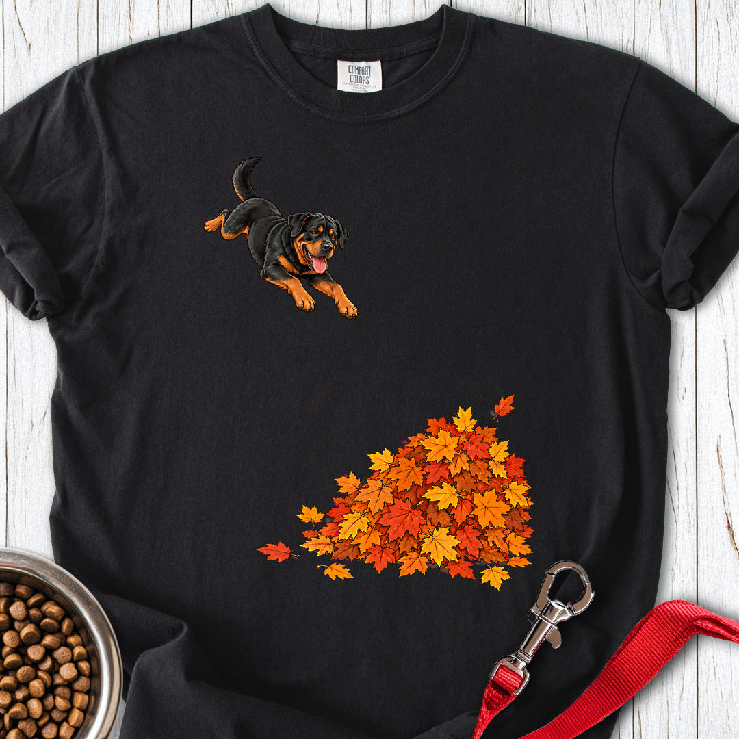 Rottweiler Leaf Pile Premium Tee — Black
