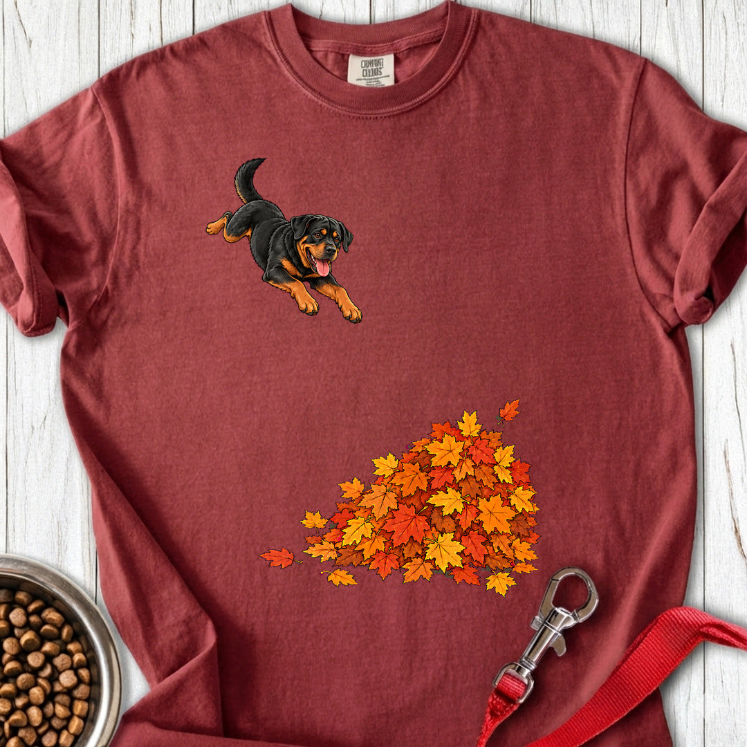 Rottweiler Leaf Pile Premium Tee — Brick