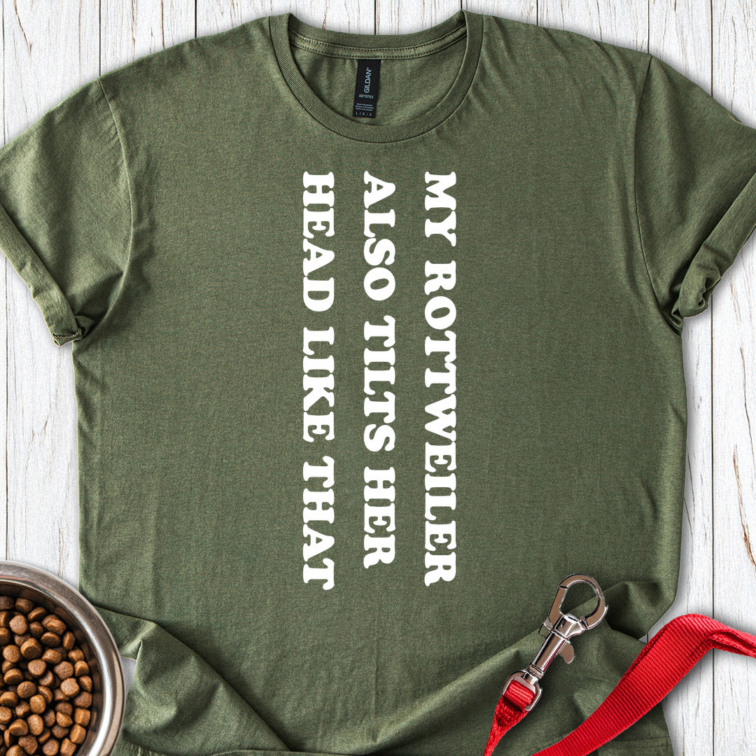 Rottweiler Tilts Her Head — Military Green