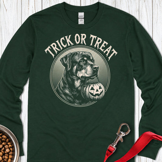 Rottweiler Trick Or Treat Long Sleeve — Forest Green