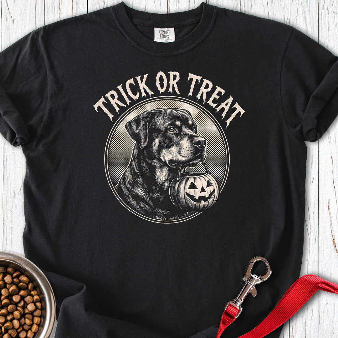 Rottweiler Trick Or Treat Premium Tee — Black