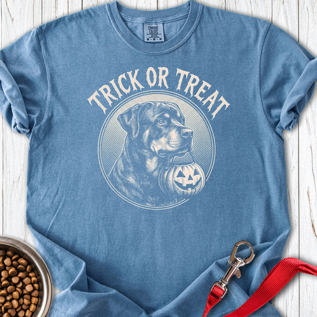 Rottweiler Trick Or Treat Premium Tee — Blue Jean