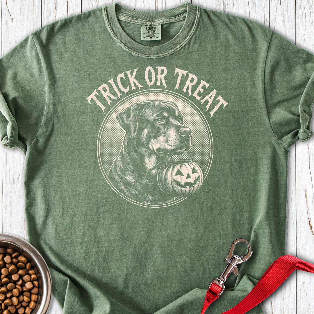 Rottweiler Trick Or Treat Premium Tee — Moss