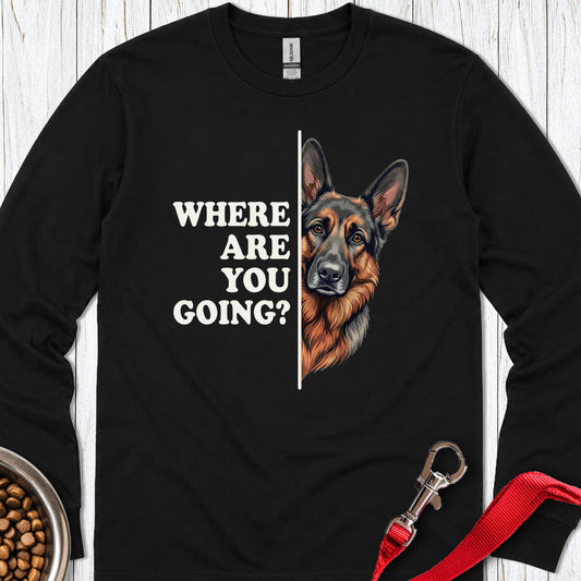 Sable German Shepherd Following Long Sleeve — Black