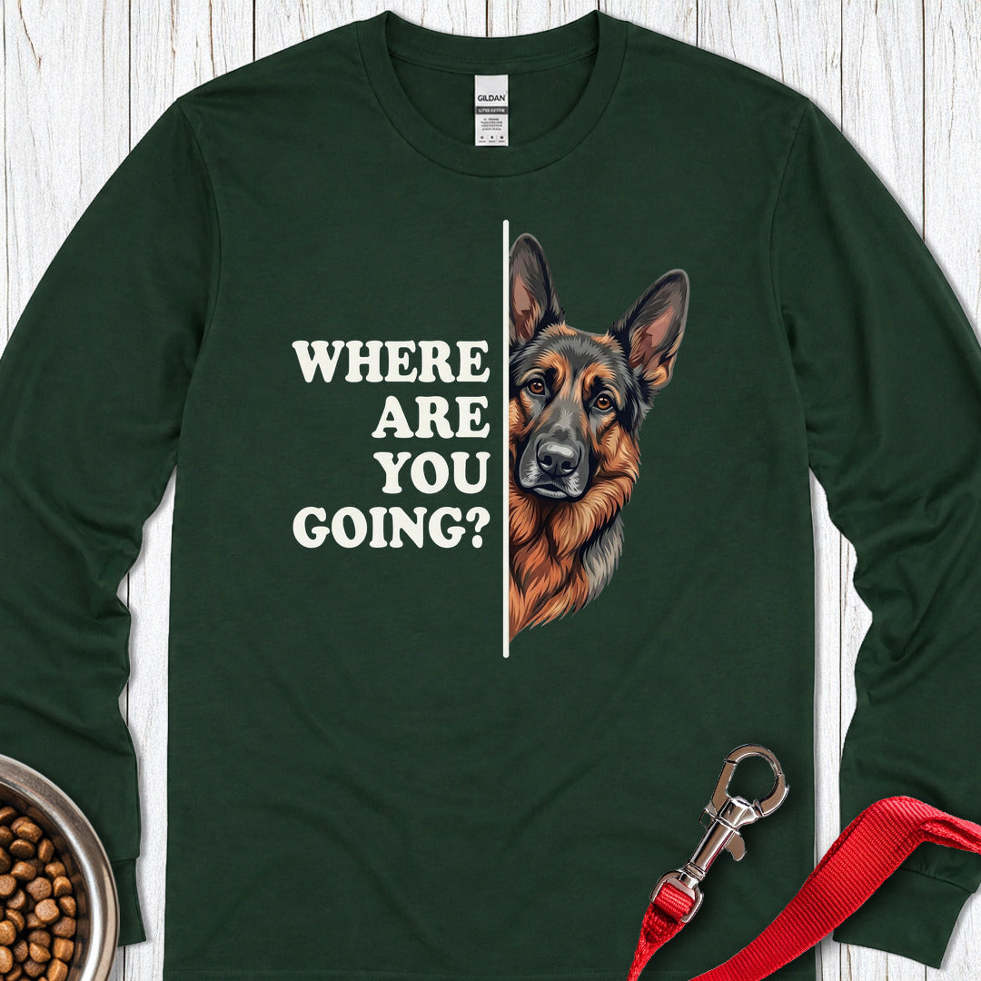 Sable German Shepherd Following Long Sleeve — Forest Green