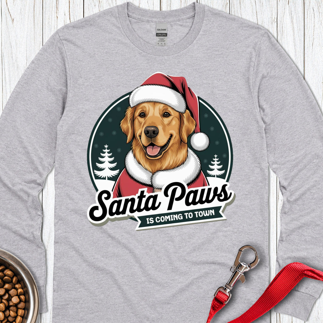 Santa Paws Golden Retriever Long Sleeve — Sport Grey