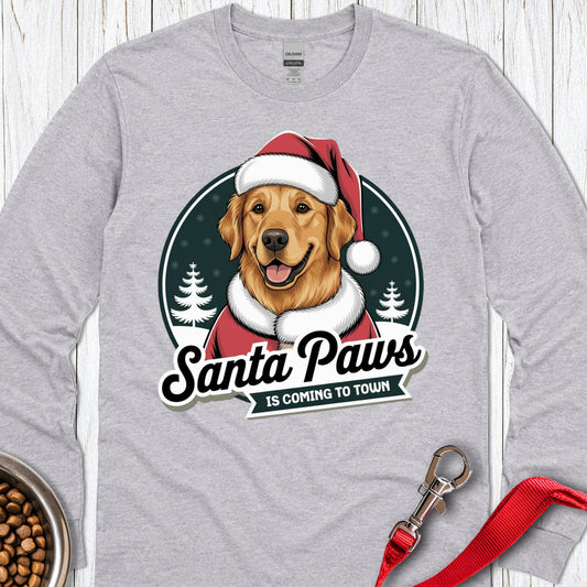 Santa Paws Golden Retriever Long Sleeve Sport Grey