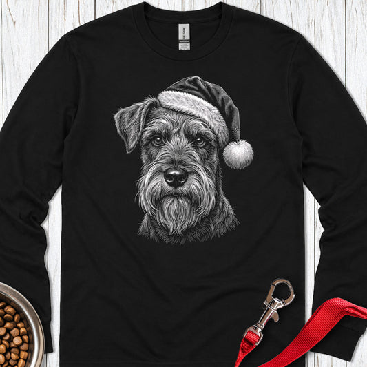 Schnauzer Christmas Santa Hat Long Sleeve — Black