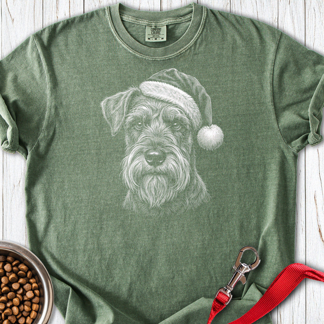 Schnauzer Christmas Santa Hat Premium Tee Moss