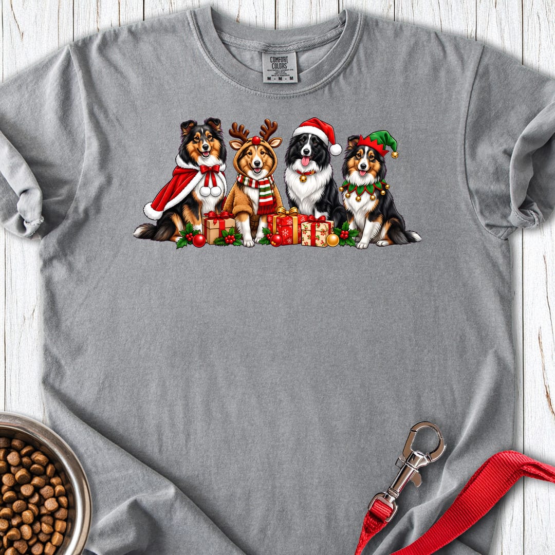 Shetland Sheepdog Christmas Group Premium Tee — Grey