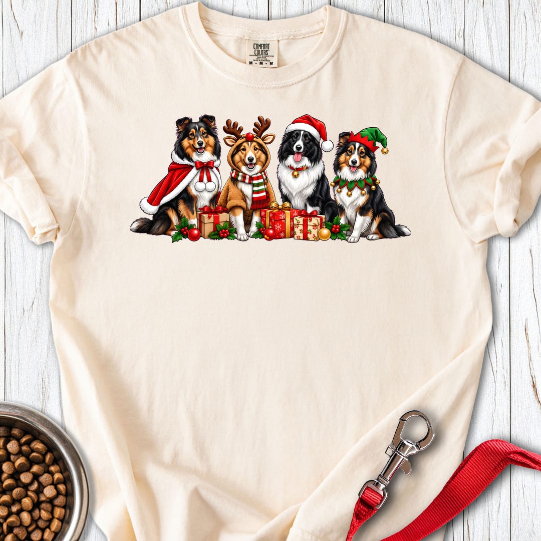 Shetland Sheepdog Christmas Group Premium Tee — Ivory