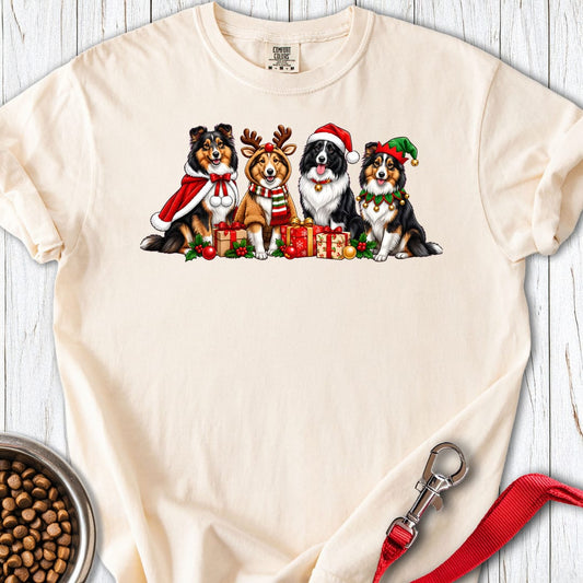 Shetland Sheepdog Christmas Group Premium Tee — Ivory