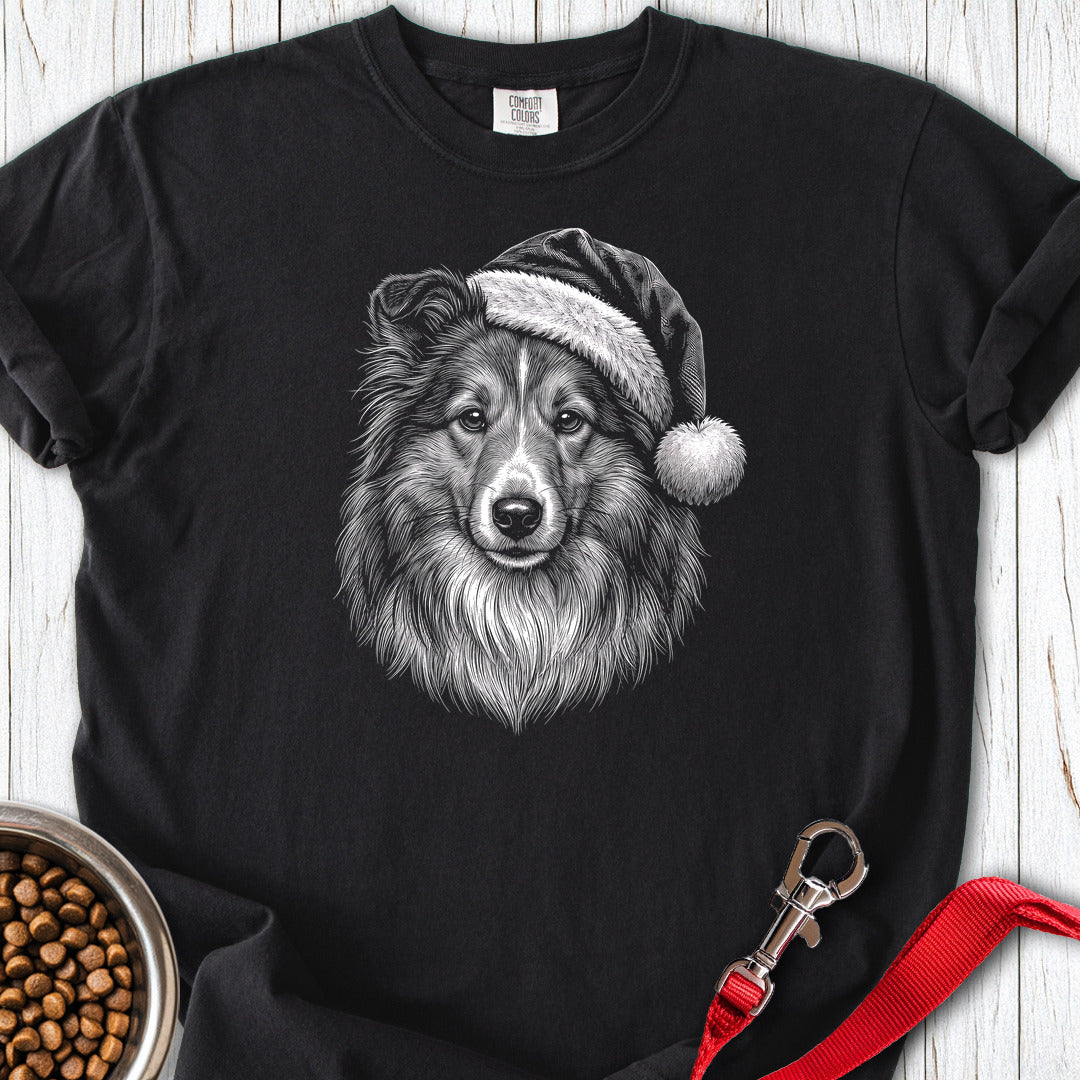 Shetland Sheepdog Christmas Santa Hat Premium Tee Black
