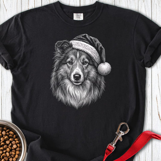Shetland Sheepdog Christmas Santa Hat Premium Tee Black