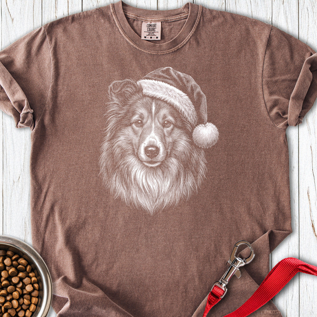 Shetland Sheepdog Christmas Santa Hat Premium Tee Espresso