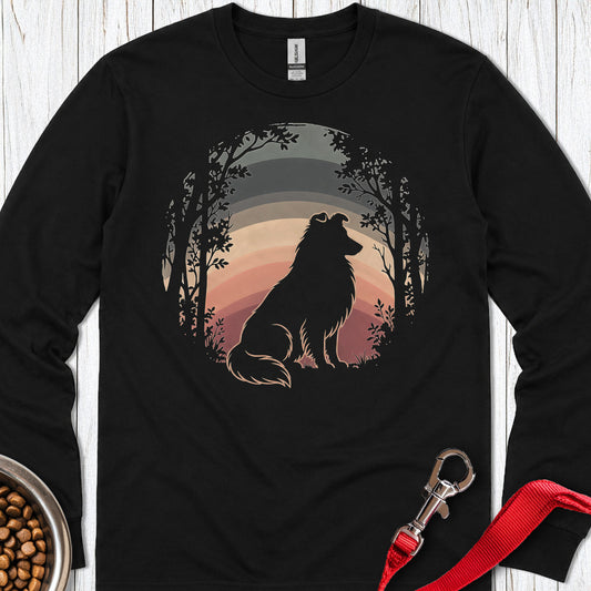 Shetland Sheepdog Forest Sunset Long Sleeve — Black