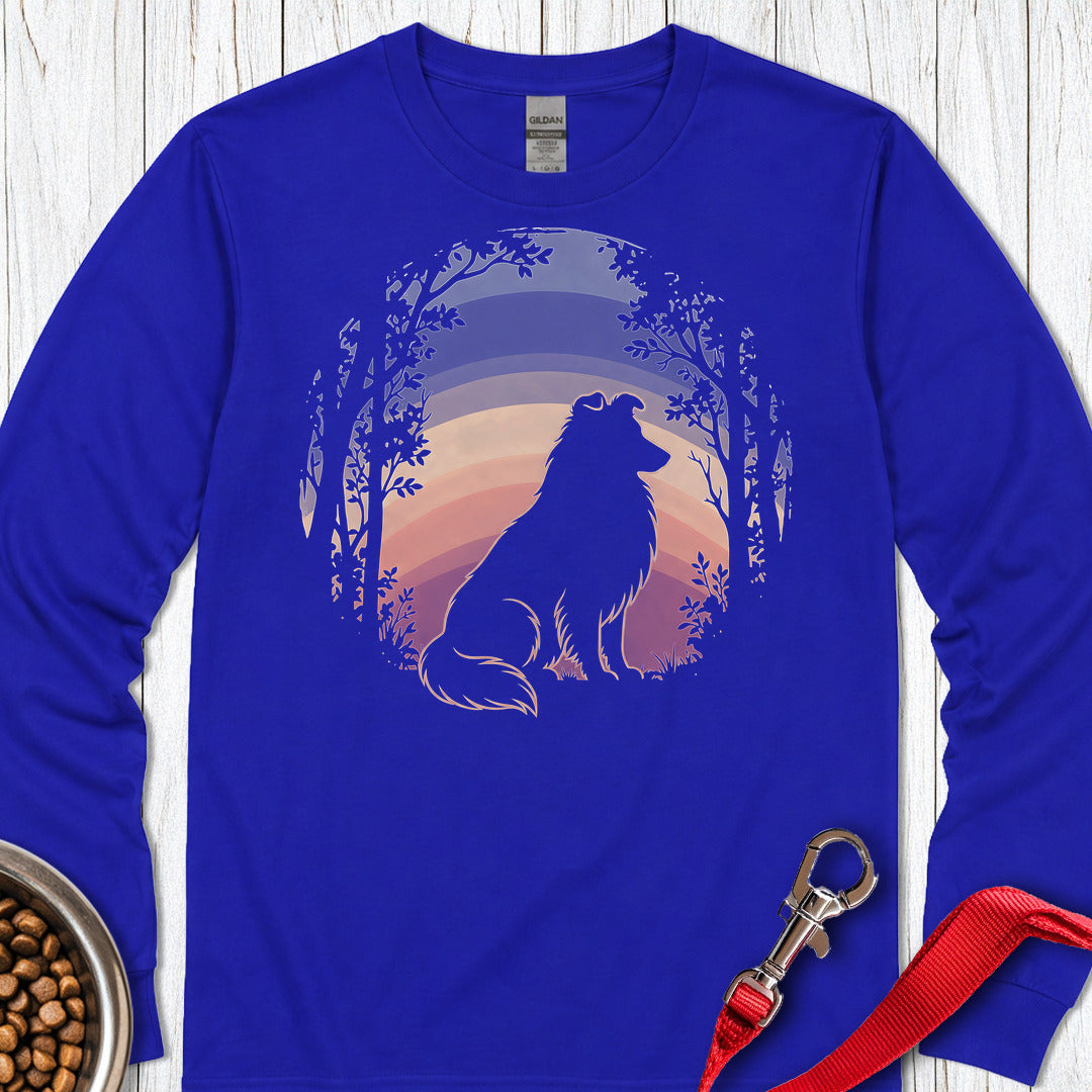 Shetland Sheepdog Forest Sunset Long Sleeve — Royal