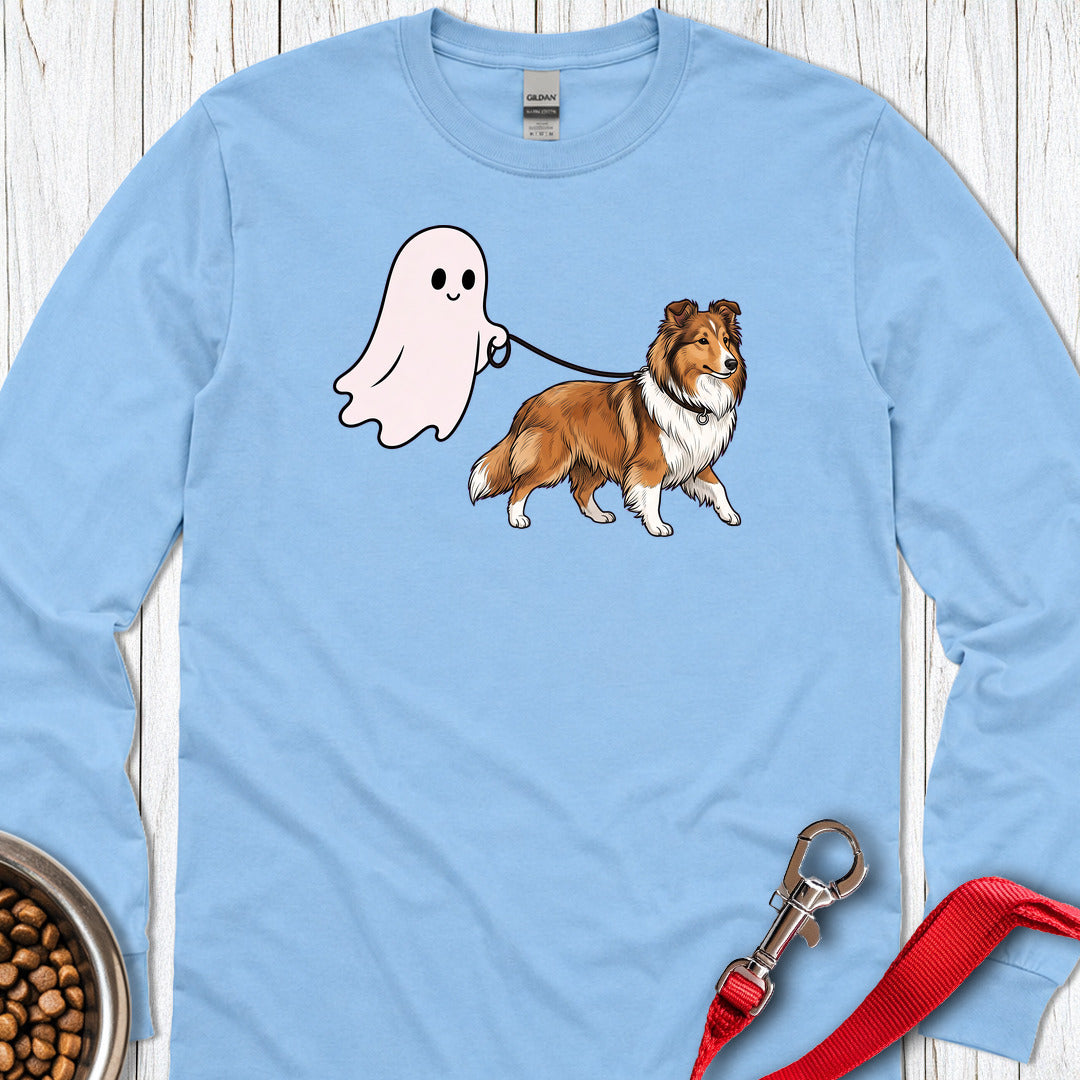 Shetland Sheepdog Ghost Walk Long Sleeve — Carolina Blue