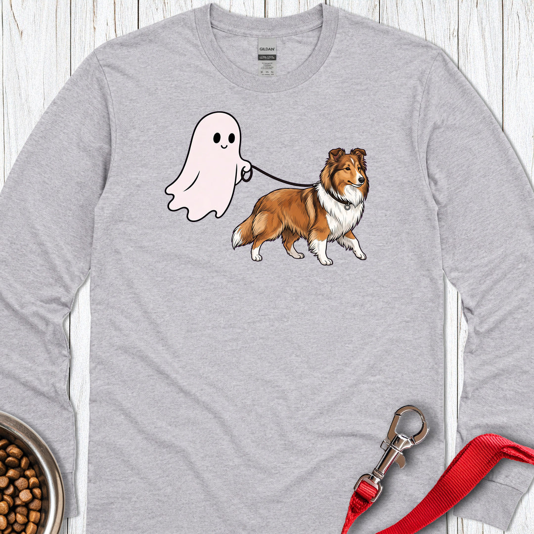 Shetland Sheepdog Ghost Walk Long Sleeve — Sport Grey