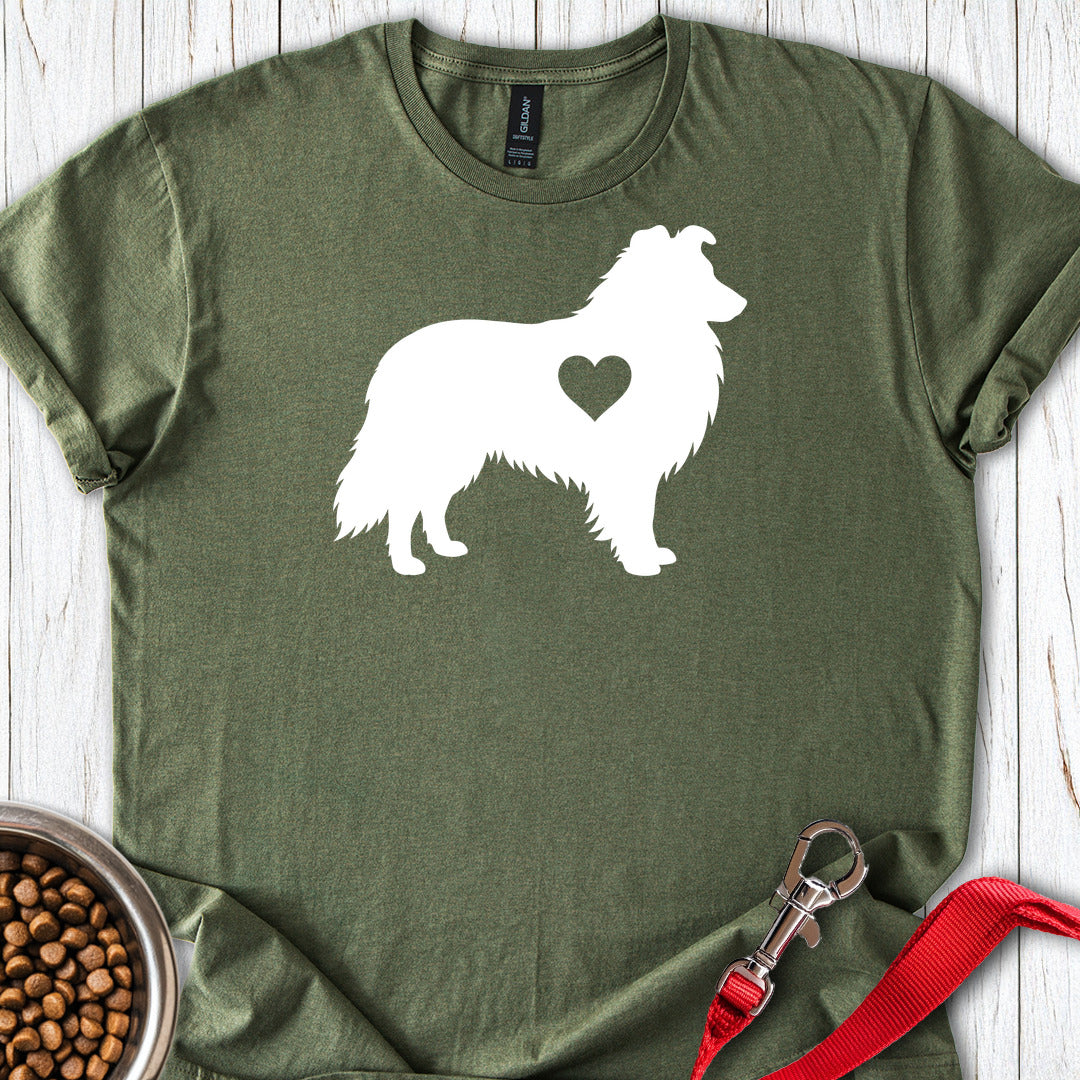 Shetland Sheepdog Heart Silhouette — Military Green