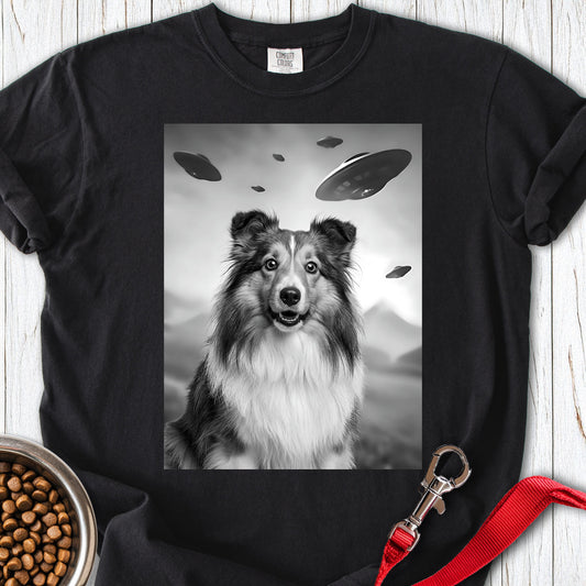 Shetland Sheepdog UFO Premium Tee Black