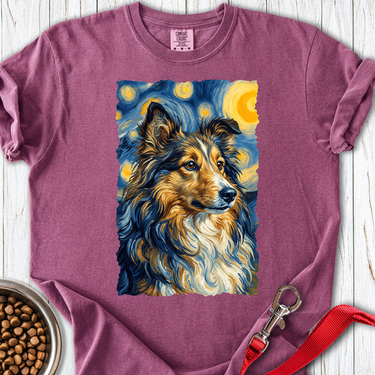 Shetland Sheepdog Van Gogh Premium Tee — Berry