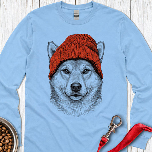 Shiba Beanie Long Sleeve — Carolina Blue