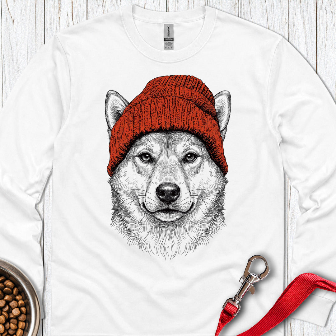 Shiba Beanie Long Sleeve — White