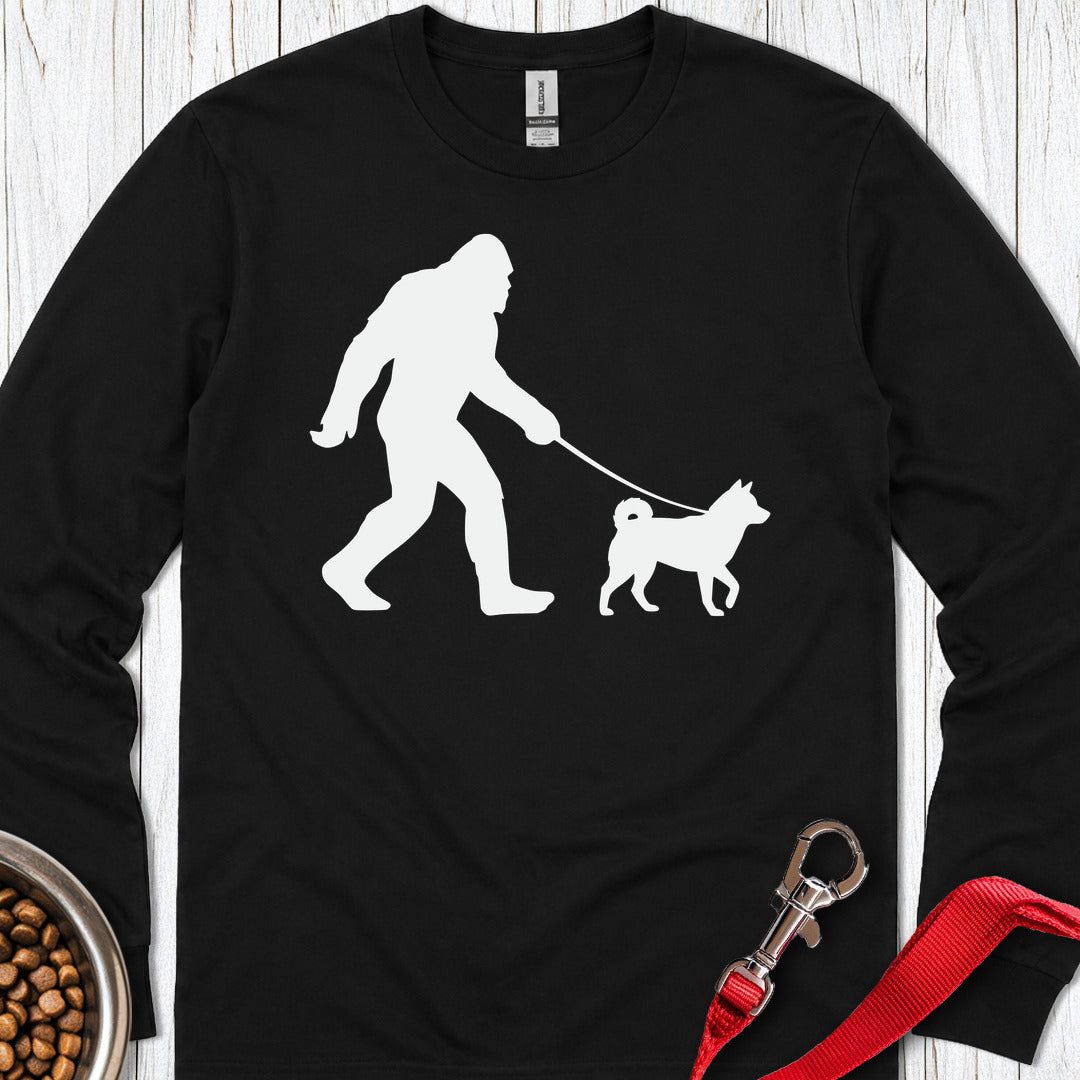 Shiba Inu Bigfoot Long Sleeve — Black