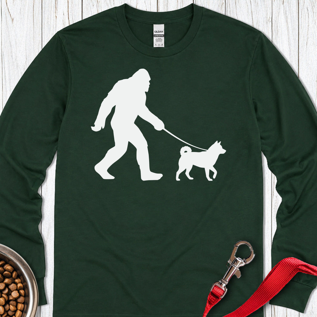Shiba Inu Bigfoot Long Sleeve — Forest Green