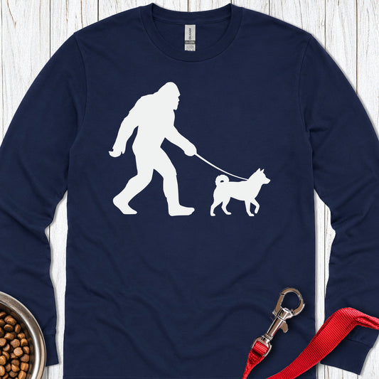 Shiba Inu Bigfoot Long Sleeve — Navy