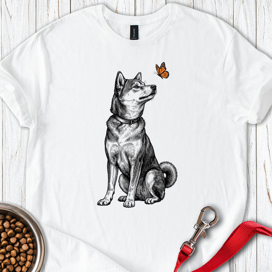Shiba Inu Butterfly White