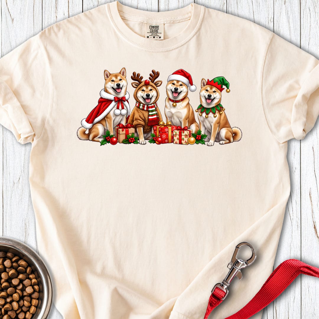 Shiba Inu Christmas Group Premium Tee Ivory