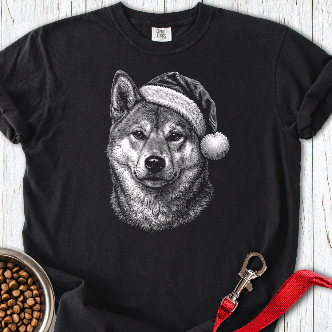 Shiba Inu Christmas Santa Hat Premium Tee Black