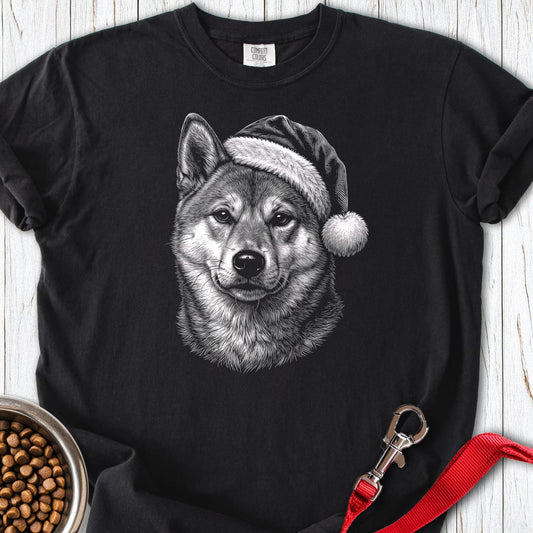 Shiba Inu Christmas Santa Hat Premium Tee Black