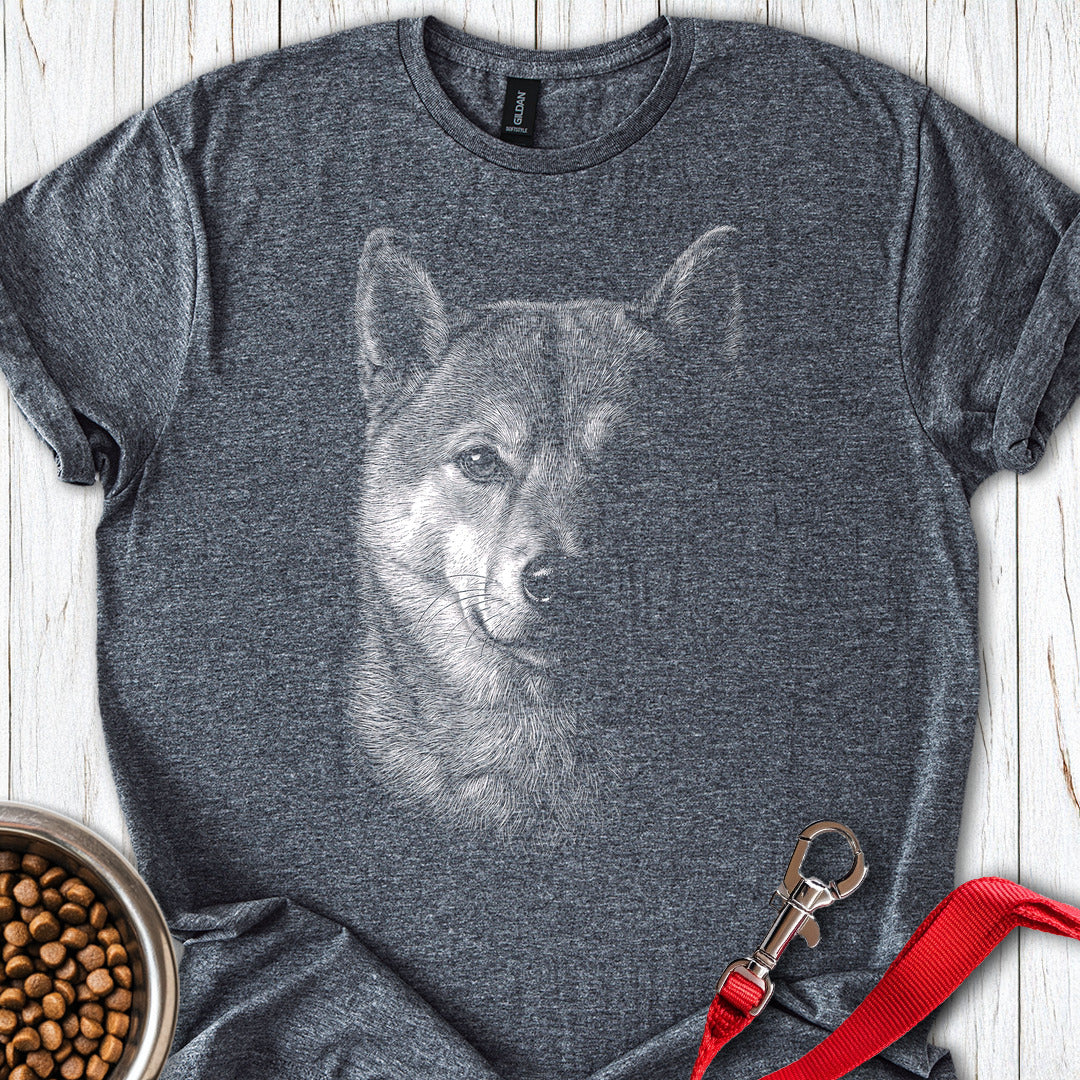 Shiba Inu Engraved — Dark Heather
