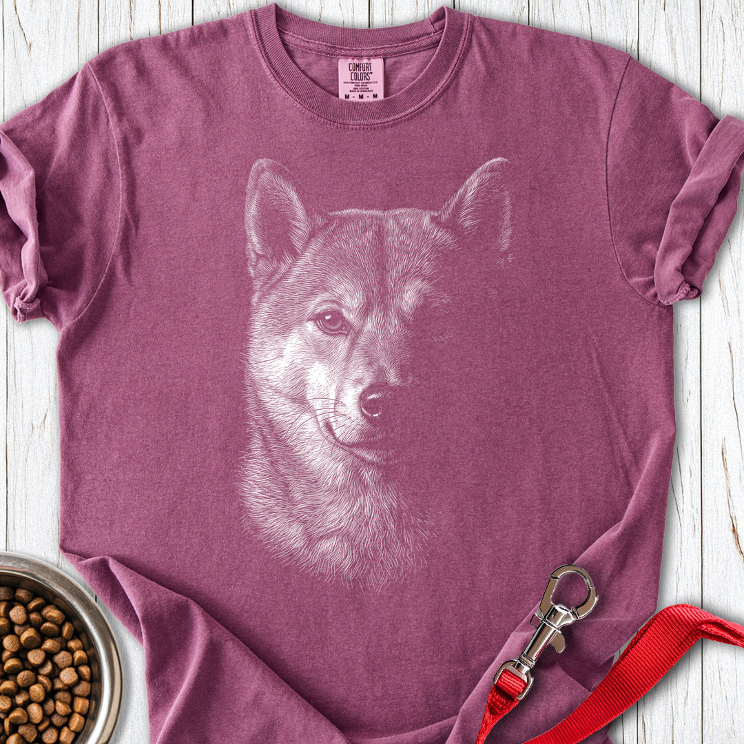 Shiba Inu Engraved Premium Tee — Berry