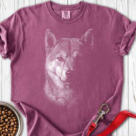 Shiba Inu Engraved Premium Tee — Berry