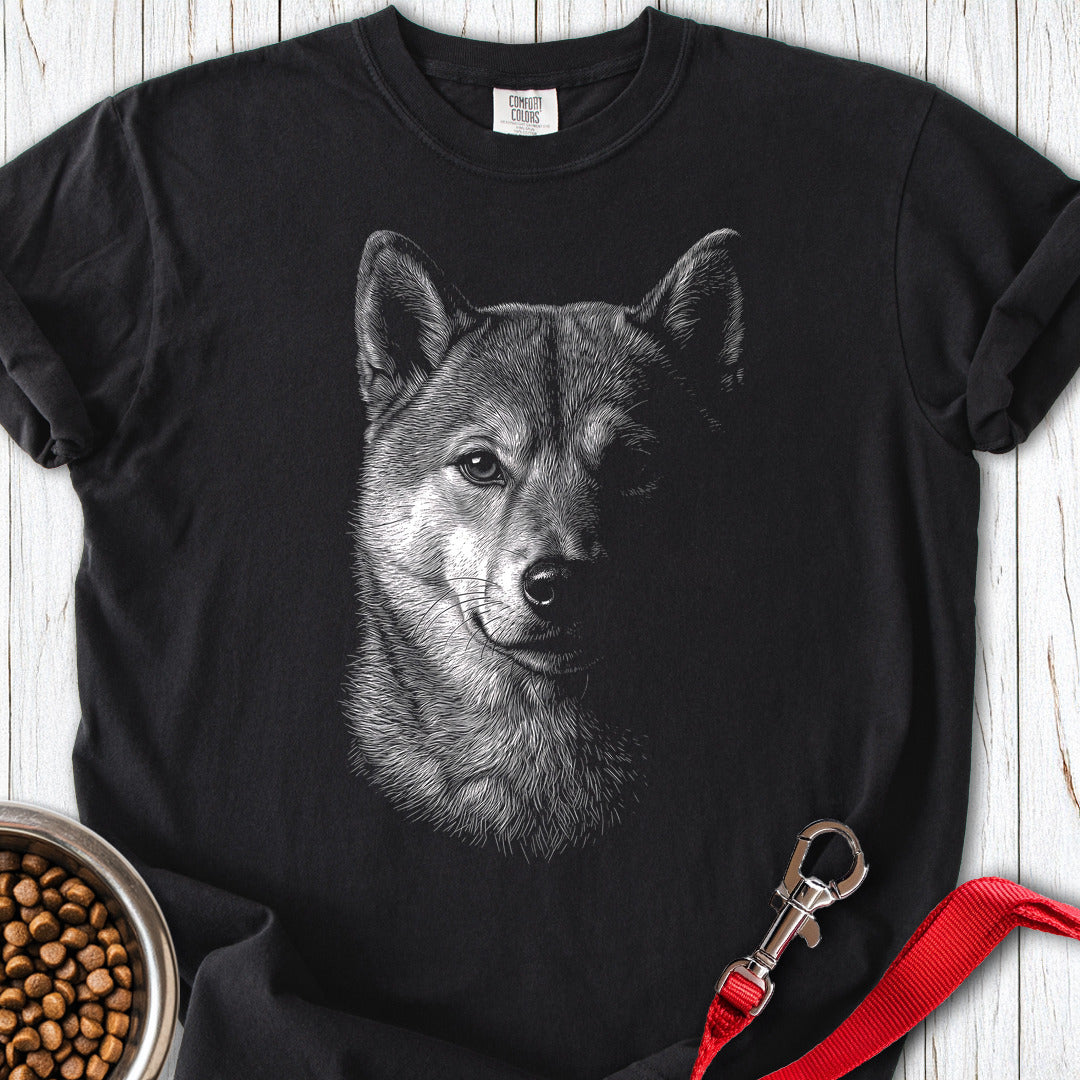 Shiba Inu Engraved Premium Tee — Black