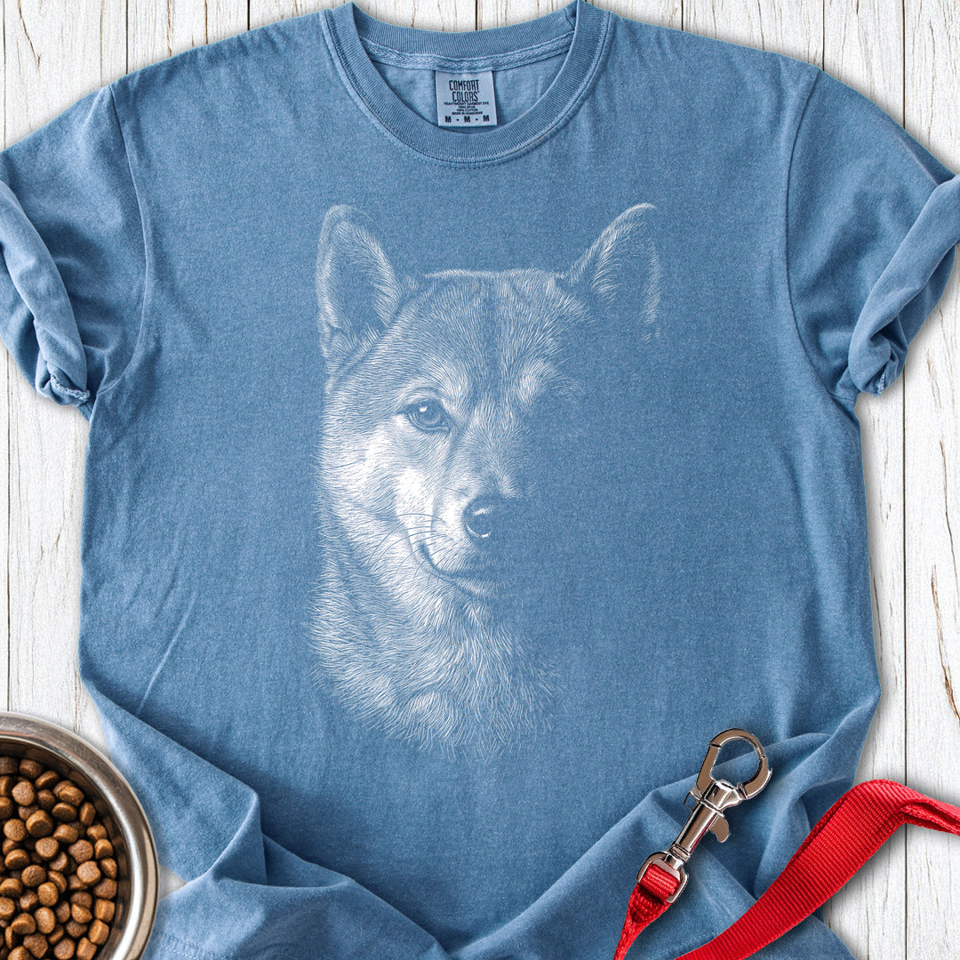 Shiba Inu Engraved Premium Tee — Blue Jean
