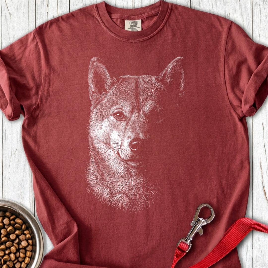 Shiba Inu Engraved Premium Tee — Brick
