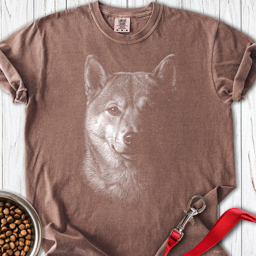 Shiba Inu Engraved Premium Tee — Espresso