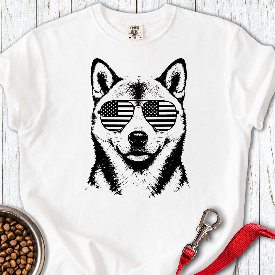 Shiba Inu Flag Shades Premium Tee — White