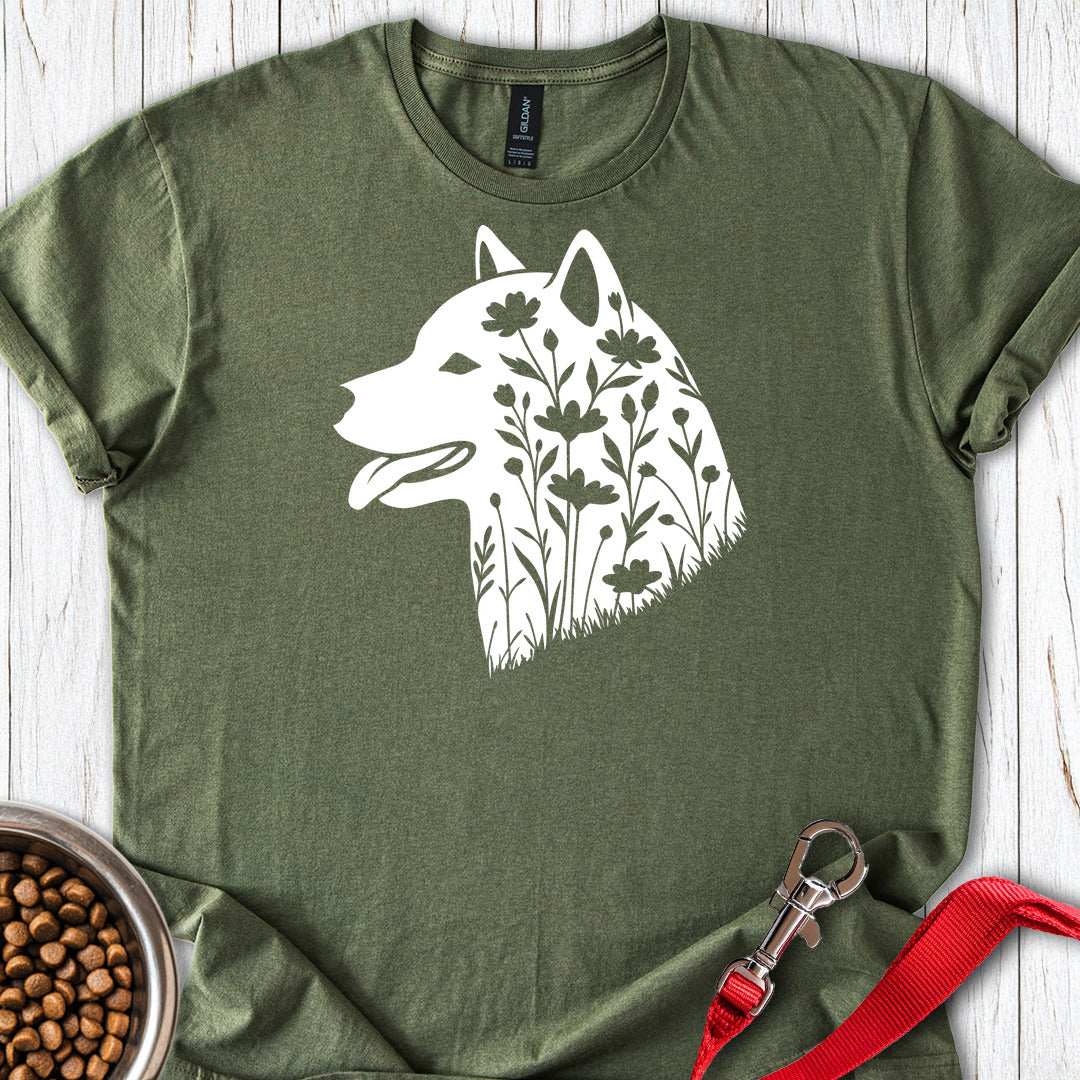 Shiba Inu Flowers — Military Green